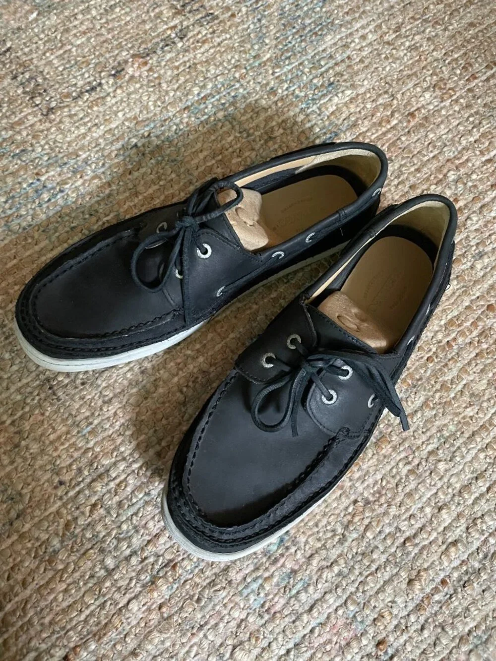 Sebago Men's Size US 10 UK 7.5 EUR 44 Black Leather Boat Deck Shoes